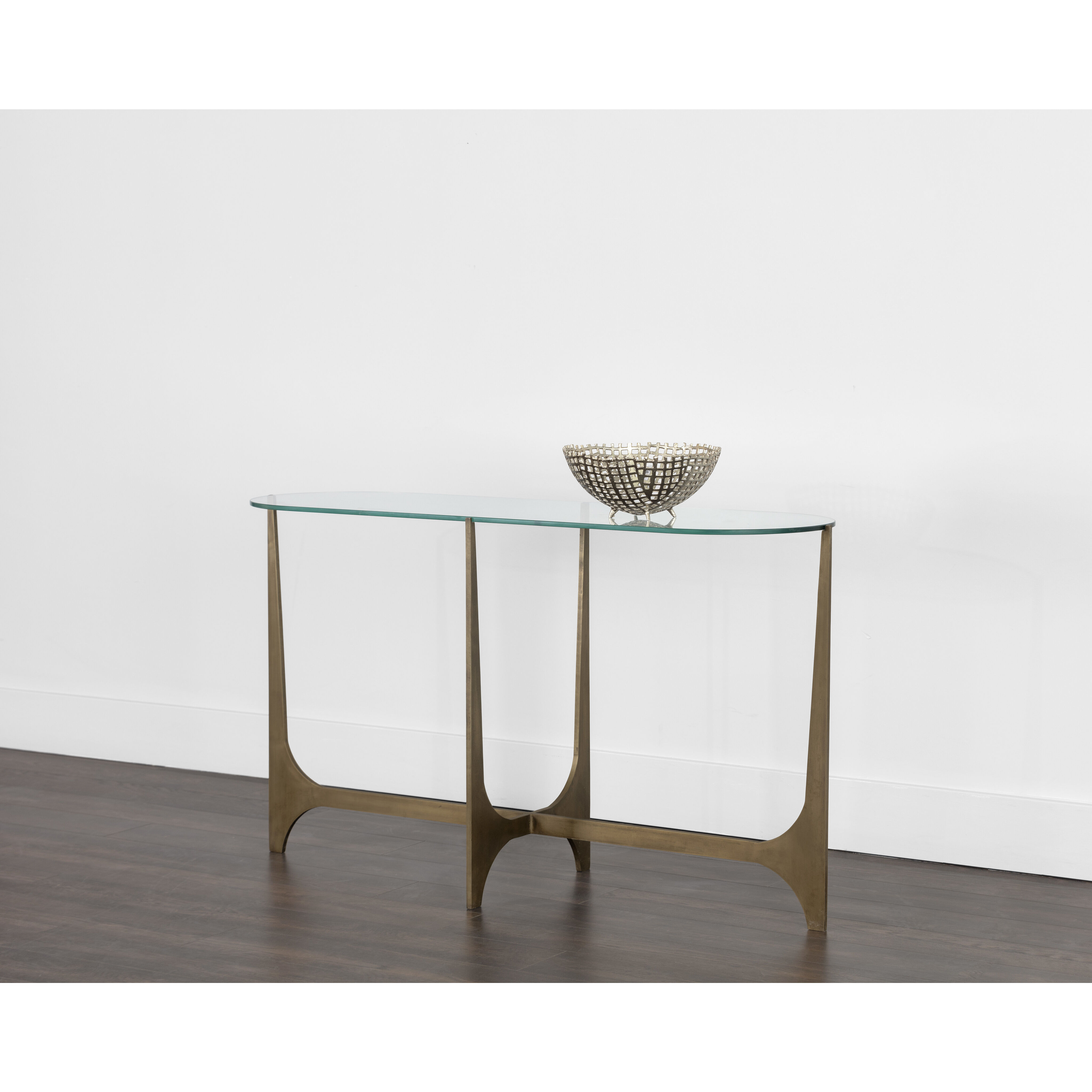 Juliane 52 X 17 inch Clear / Antique Brass Console Table